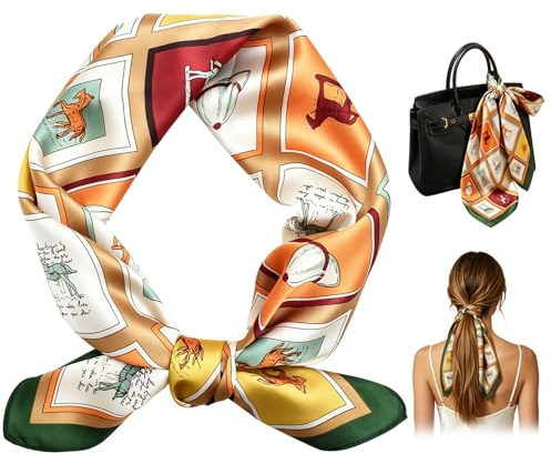 Cyiecweu Seidenschal Damen, Leichter Seidenschal, Bandana, Halstuch, Kopftuch, Eleganter Schal, Geschenk für Frauen/Mutter/Großmutter