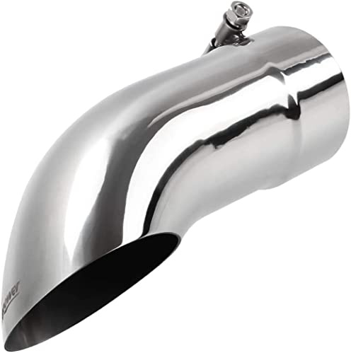 CURVED UNIVERSAL CHROME STAINLESS STEEL EXHAUST TAIL PIPE TRIM MUFFLER CURVED UPTO 60MM -EX4