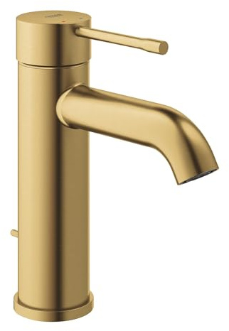 GROHE Essence Mitigeur monocommande Lavabo, Robinet pour Salles de Bains, Taille S (Avec Tirette et Garniture de vidage, Economie d'eau 5 l/min, Facile à Installer), Gold Brossée, 23589GN1