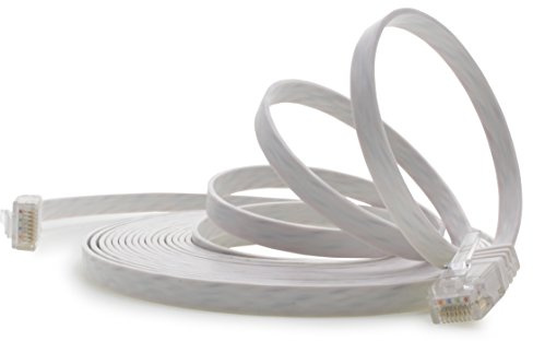 1aTTack.de 5 m – vit – 1 styck – Cat.6 platt nätverkskabel Cat6 platt kabel ultra platt Cat.6 patchkabel 1000 Mbit/s Gigabit LAN (RJ45) platt smal mikro