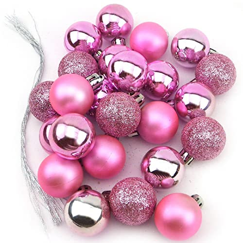 kleine süße mini Weihnachtskugeln Baumschmuck Weihnachtsbaum im 3 Style Design glänzend glitzernd matt Rosa (Rosa)