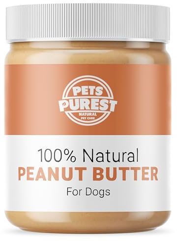 Pets Purest Dog Peanut Butter - 100% Natural Peanut Butter For Dogs & Puppy - Healthy Source of Pure Protein Treat Paste Free From Palm Oil, Wheat & Gluten. No Added Sugar, Salt or Xylitol