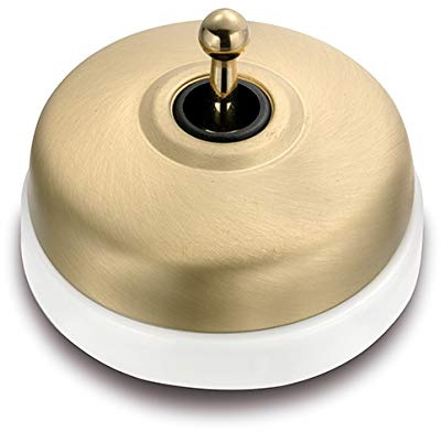 Fontini 60312592 Pulsador Porcelana Blanca Carcasa Dorado Satinado Manecilla Dorada