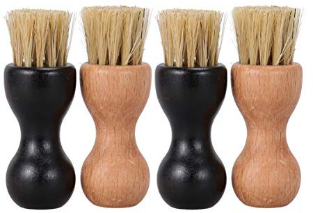 MILISTEN 4 Stücke Schuhcreme Applikator Pinsel Runde Griff Starke Borsten Pinsel für Leder Stiefel Schuhe Taschen Pflege (Hellgrau Und Dunkelgrau)