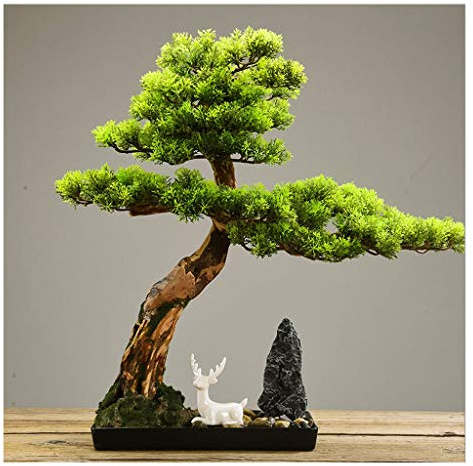MYBA Kunstbaum Künstliche Bonsai-Baum, Realistisch Faux Bonsai-Baum, Faux Topfpflanze Schreibtisch anzeigen Künstlich Baum Pot Ornament Kunstpflanze (Color : Green, Größe : B)