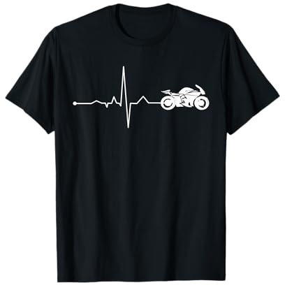 Biker Ligne De Vie Moto Cœur Battement Design Électro T-Shirt