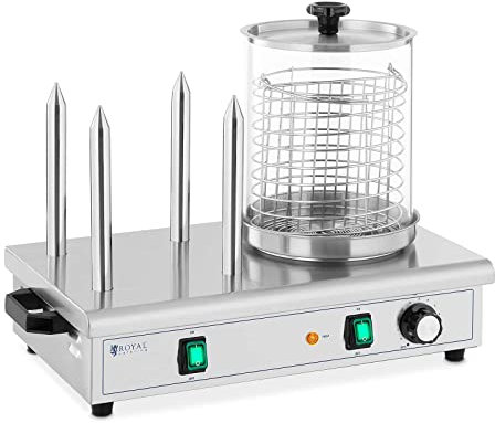 Royal Catering RCPHW 650 Máquina de perritos calientes 550 W 4 Heizspieße máquina de Hot Dogs aparato para perritos calientes aparato para Hot Dogs máquina para hacer Hot Dogs