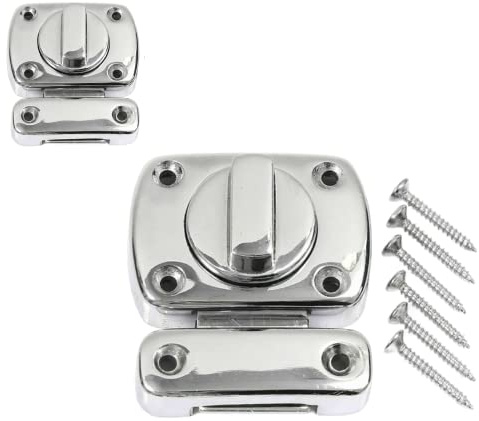Chrome Door Lock Latch with Rotating Bolt – Zinc Alloy Gate Latch for Bathroom & Cabinet Doors – Secure Anti-Theft Bolt Lock with Fixing Screws – Easy to Install (1 Pack)