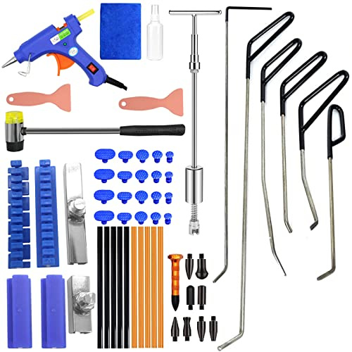 MENQANG Kit de reparación de abolladuras de abolladuras, Juego de 6 Tipos de Barras de Hierro de reparación de dent y Herramientas de reparación de Dientes 2 en1T para Reparar abolladuras los Coches