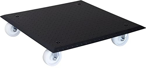 WAGNER Pflanzenroller Alaska 45 x 45 x 9,5 cm I Blumenroller für Außenbereich + Innenbereich I Kübelroller aus Aluminium Noppenblech, schwarz I Tragkraft 150 kg I Made in DE - 20139101