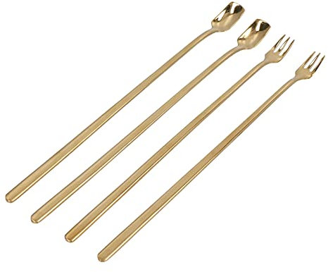 Cuillère à Long Manche,Inoxydable Argenté Longue Cuillère à Sundaes,Agitateur à Café,Longue Cuillère Set pour Café Thé Glacé Lattes Macchiatos Boisson Chaude Froide