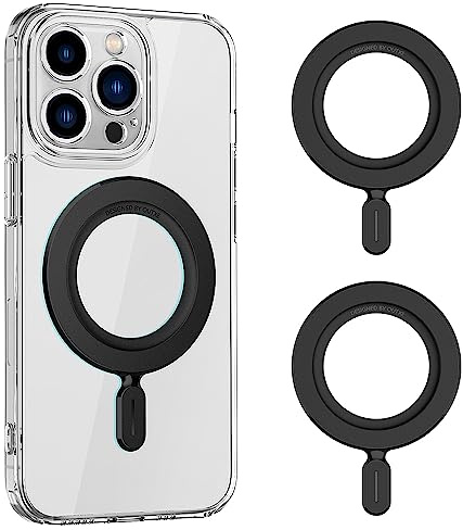 OUTXE Magnetic Ring Sticker, 2pack Universal Magnet Adapter Compatible with Magsafe Accessories, iPhone/Android/Galaxy/Pixel and Cell Phone Case Black