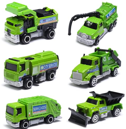 Oriate Spielzeug Müllwagen Auto LKW Educational Mini diecasting Cars Model Set 1:64, Metal Müllauto Müll LKW, Müllabfuhr Lastwagen Tortendeko Sandspielzeug Kindertagsgeschenk