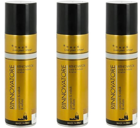 3 Bomboletta Spray di Rinnovatore Camoscio per scarpe, capacità 250ml, Rivitalizzare e Ripristinare Pelle Scamosciata, Camoscio, Nabuk e Velluto, per scarpe, borse, giacche