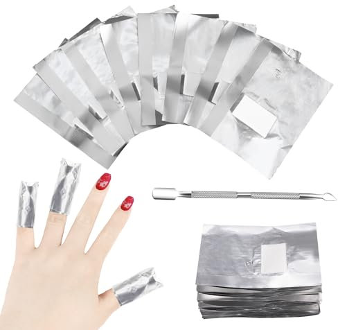 Kit de Dissolvant de Vernis à Ongles 200 Pièces, Tampons de Vernis à Ongles en Feuille d'aluminium Dissolvant de Vernis à Ongles en Feuille d'aluminium Enlève Facilement le Gel