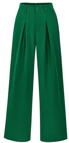 BTFBM Women High Waist Palazzo Pants Summer 2026 Casual Wide Leg Trousers Loose Work Office Business Suit Pant Pockets(Green, Medium)