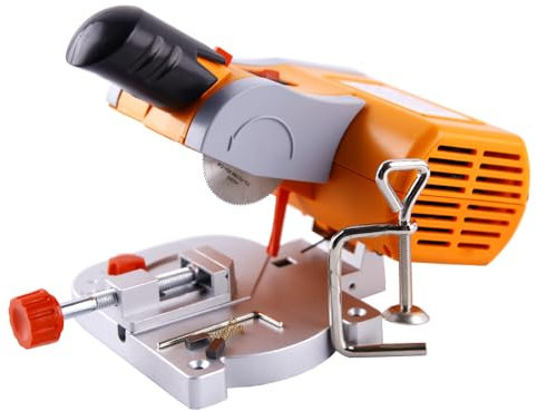 Mini Cut Off Machine, 90W Saw Chop Saw Plastic Metal Carbon Arrow Cutter Bench Saw Adjustable Max 45° for Cutting Brass, Steel, Wood