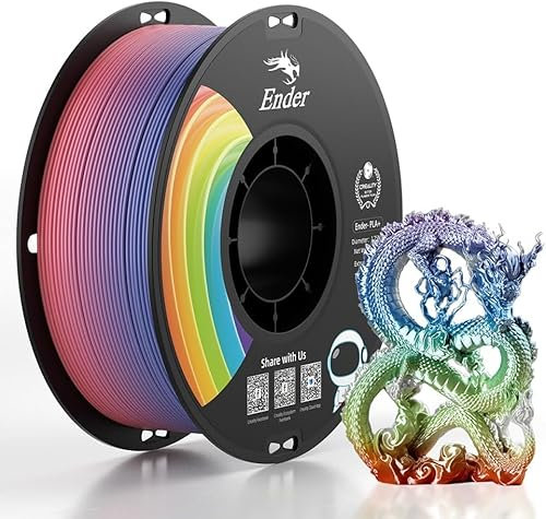 Creality Offizielles PLA+ 3D-Drucker-Filament, PLA Plus, PLA Pro, 1,75 mm, stark, robust, geschmeidiger Druck, Maßgenauigkeit +/- 0,02 mm, 1 kg Kartonspule, bunt (Rainbow)