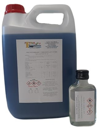 Polyesterharz mit Härter und Glasmatte - Styrolvermindert, Zum Laminieren & Reparieren Industriequalität KOMPLETTPAKET, Epoxidharz, Reparaturharz (Kein Matte, 5kg)