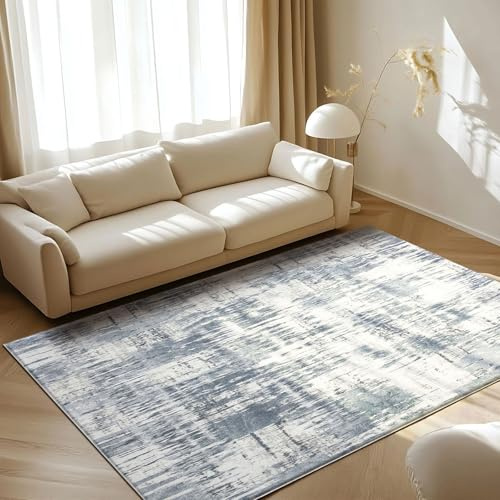 Tinyboy-hbq Tappeto Salotto Lavabile 120x160cm, Tappeto Camera da Letto Pelo Corto Moderno Antiscivolo Morbido Grigio Moderni Soggiorno Grandi Azzurro