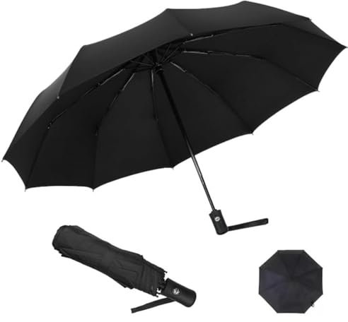Rseuphiee Ombrelli pieghevoli Ombrello pieghevole compatto anti-tempesta con apertura e chiusura automatica-Ombrello portatile compatto, antivento e resistente-Ombrello pioggia per uomo, donna