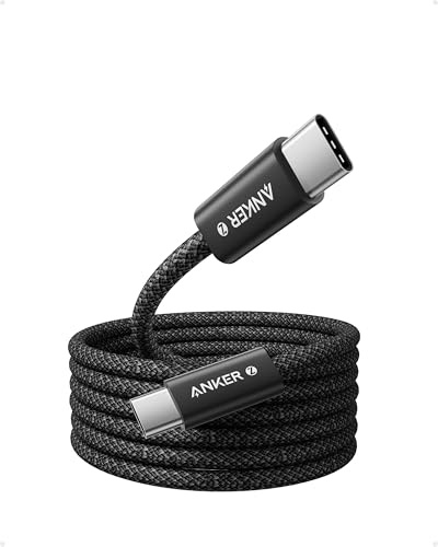 Anker Cavo da USB-C a USB-C, 240W Ricarica Rapida, Cavo Intrecciato Resistente alla Sporcizia, Connettore Sottile, per iPhone 16/15/16 Pro/16 Pro Max/Plus, MacBook/iPad, Galaxy S24 (1,8m, Nero)