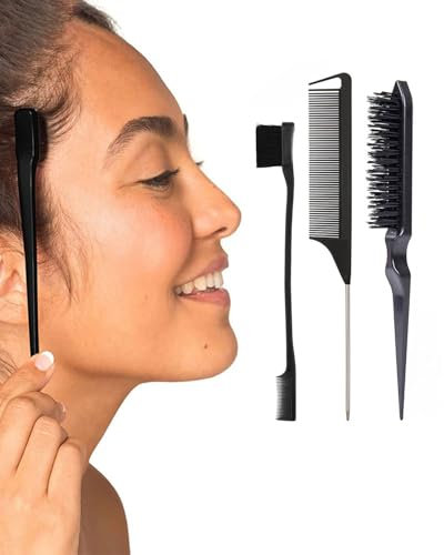 KGDUYC 3 Pièces Set de Brosse à Taquiner, Peigne à Double Tranchant, Peigne à Queue de Rat, Peigne Brosse Set de Peignes de Coiffure pour Professionnel Salon Coiffure, Femmes, Hommes, Enfants