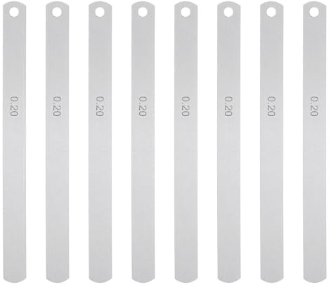 sourcing map Spessimetro a 8 lame in acciaio metrico, spessore 0,2 mm, valvole offset, strumento di misurazione per chitarra, per misurare lo spessore della larghezza del divario