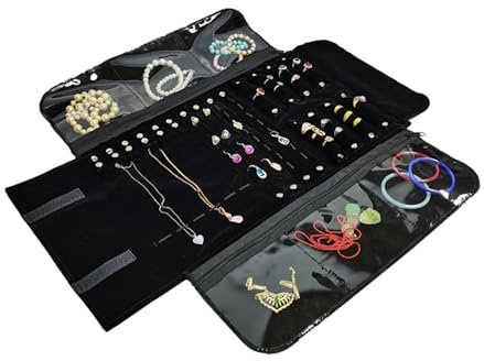 LVUNZJCA Organizador de Joyas en Rollo Organizador portátil del Bolso del Rollo del Organizador del Bolso del Rollo del Estuche de joyería