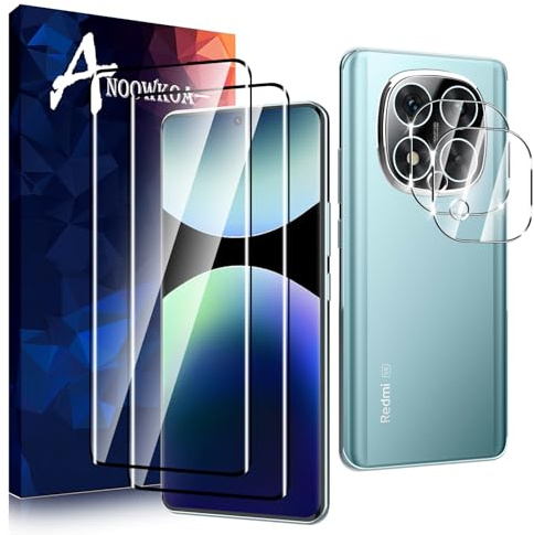 Anoowkoa 2+2 Pièces Verre Trempé pour Xiaomi Redmi Note 14 Pro Plus 5G Transparent Film Protection Écran avec Caméra Arrière Protecteur sans Bulles