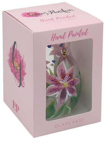 Lesser & Pavey Lynsey Johnstone Pink Lilies Vase | Flower Vase Gift for Home Decor | Small and Large Sizes for All Homes | Lovely Vases for Interior Decoration