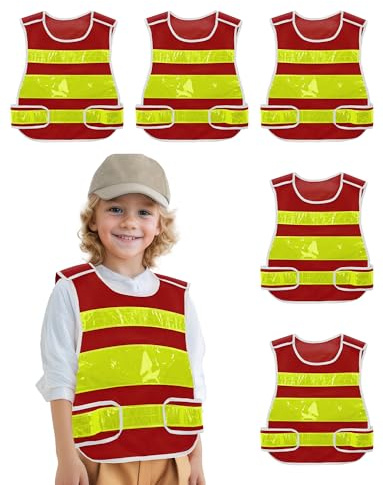 Happy Cherry Chaleco de seguridad reflectante de malla para niños, chaleco de cintura ajustable de neón fluorescente, chaleco de alta visibilidad, rosso, Taille unique