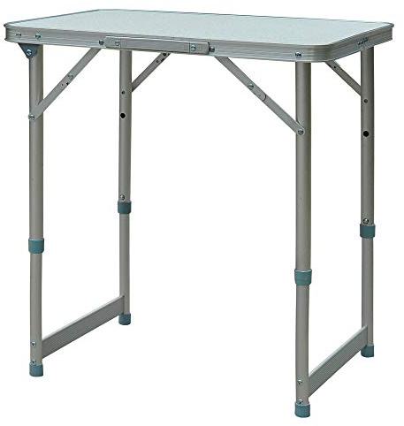 Outsunny Mesa de Camping Plegable Mesa Plegable Portátil Multifuncional con Altura Ajustable en 2 Niveles Marco de Aluminio para Jardín Balcón Patio Exterior 60x45x64 cm Blanco