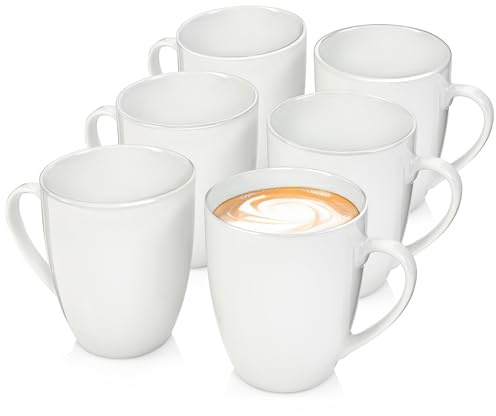 SÄNGER Kaffeebecher Set New Port 6 tlg, Kaffeebecher Porzellan | für 6 Personen, Kaffeebecher & Becher spülmaschinenfest Tassen Set für Kaffee & Tee, 350 ml