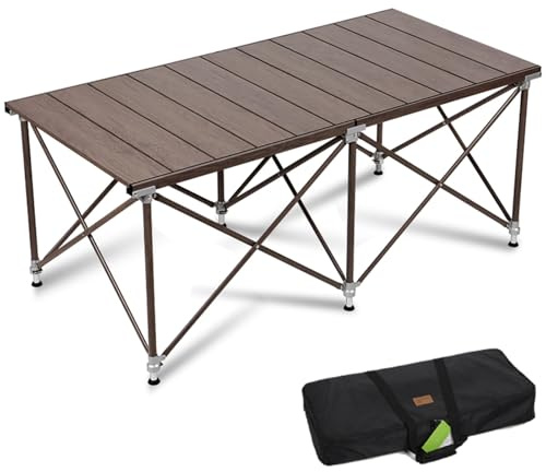 DFTYUKSX Outdoor Folding Table Adjustable Height (50 * 28in), Aluminum Folding Camping Table Lightweight Garden Dining Table for Balcony, Picnic, Wedding, Banquet(Black)