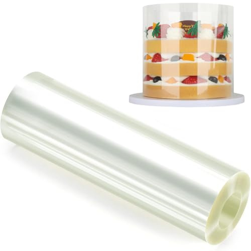Tortenrandfolie 20cm Hoch, Tortenring Verstellbar, Transparent Tortenfolie, Acetat Folie Wiederverwendbar, Tortenring Folie Hoch Für Kuchen Schokolade Mousse Kuchen Dessertringe