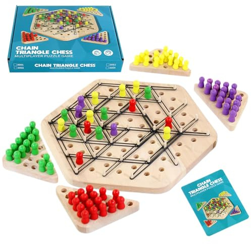 Chain Chess - Rubber Band Strategy Game for Kids | Interactive Triangle Chess, Brain Teaser Challenge, 2-4 Players, Geometry-Based Fun, Educational Game for Family, School or Travel