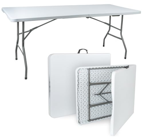 VOSS.garden Klapptisch 180x74x74cm Tragbar Weiß HDPE Kunststoff mit Stahlgestell Robust