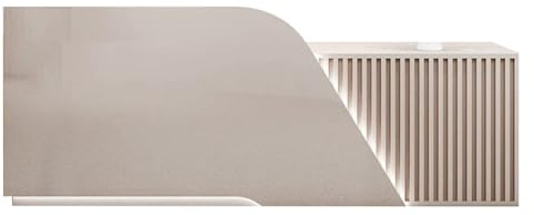 BVCL Moderne Empfangstheke mit Schubladen Schrank abschließbar, Holzartig Mit LED-Beleuchtung - Rezeption für Salons, Büros, Lobbys(Beige-Left,180cm)