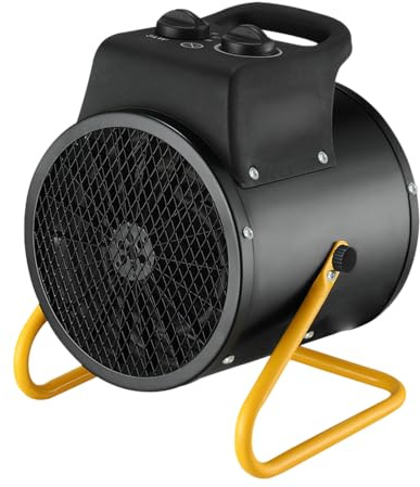 Stak termoventilatore da cantiere 3000W – generatore d’aria calda con elemento riscaldante in acciaio – Protezione IP24 con funzione ventilatore e testa inclinabile