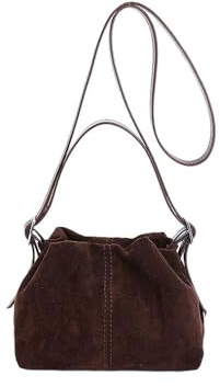KEKUBUWE Damen-Handtasche aus Wildlederimitat, Beuteltasche mit Kordelzug, Retro-Umhängetasche, Alltagstaugliche Umhängetasche