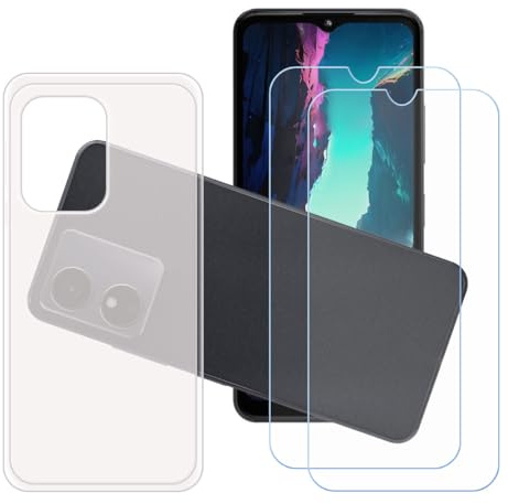 GYDQQKJ Funda para HMD Aura 2 + 2 Piezas Vidrio Protector de Pantalla Cristal Templado Film, Translúcido Suave TPU Silicona Cover Carcasa Caso Case para (6.52)