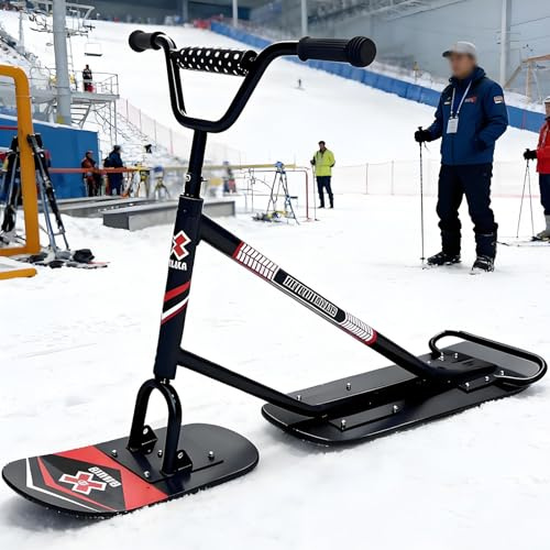 vnmudzeo Trineo De Snowboard Duradero, Carga MáXima De 150 Kg, Patinete De Nieve con DireccióN De 360°, Moto De Nieve Todoterreno para Adultos Black