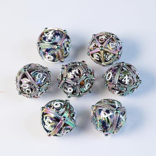 Metall DND kub set 7 ihåliga 3D drake DND kub ihålig polyester tärning D20 D12 D10 D% D8 D6 D4 för dungeons & dragons RPG brädspel bordsspel RPG MTG spel