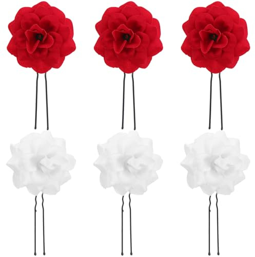 TEHAUX 6 Pièces Épingles à Cheveux Mariage en Tissu Décor Fleurs Roses, Fourche à Cheveux en U, Faciles à Utiliser et Maintien pour Soirées et Anniversaires