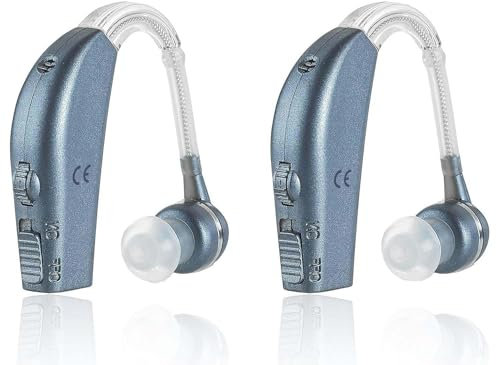 Amplificateur auditif numérique - Paire d'amplificateurs de son pour amélioration auditive personnelle, amplificateur auditif numérique rechargeable avec autonomie d'une journée, bleu moderne