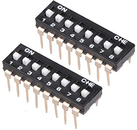 sourcing map 2 Pcs Black DIP Switch 1-8 Positions 2.54mm Pitch for Circuit Breadboards PCB