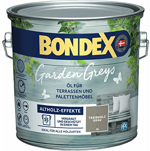 Bondex Garden Greys Öl Treibholz Grau 2,5 L für 42,5 m² | Altholz-Effekt | Betont die natürliche Holzmaserung | Vergraut und schützt | Seidenglänzend | Holzlöl