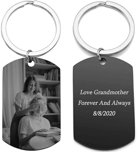 CGFN benutzerdefinierte Hundemarke Schlüsselbund Gravur Personalisierter Text & Fotogravurt Junge Mädchen Edelstahl für Personalisierte Geschenke