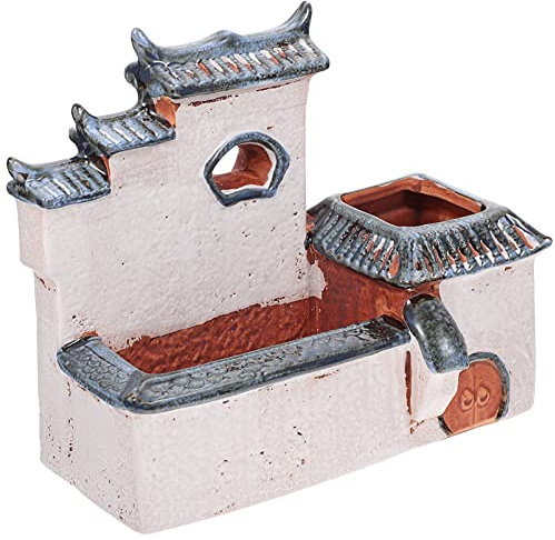 DOITOOL Fioriera Forma Di Casa Vaso Creativo in Ceramica Vaso Per Bonsai e Piante Grasse Decorazione Da Giardino Elegante